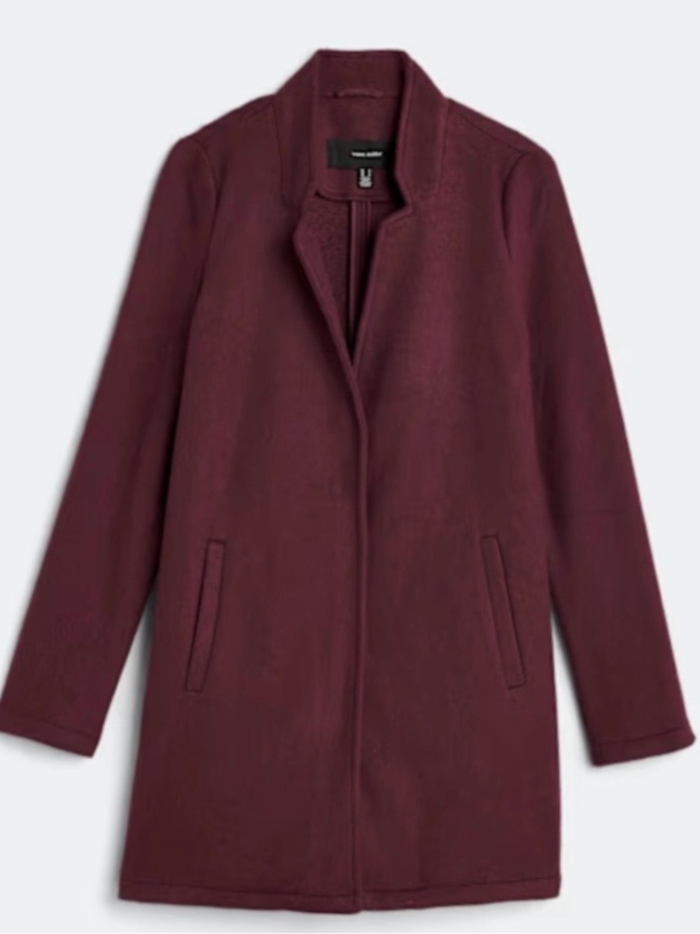 Vero Moda Women’s Burgundy Knit Coat Size L Hidden Snap Closure Front Pockets